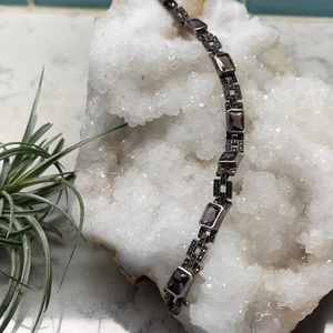 Sterling silver marcasite bracelet amethyst color
